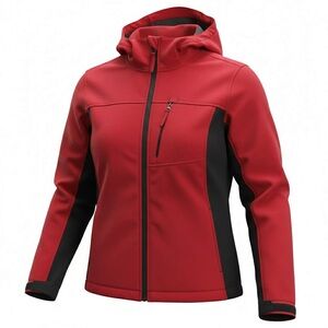 Free Tech Women's Red & Black Hooded Softshell Jacket XL